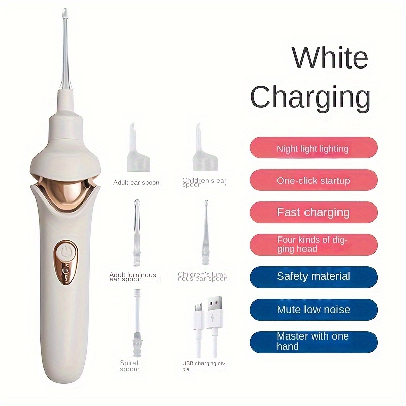 Baik13 Safe & Rechargeable Electric Ear Cleaner - Luminous Suction Spoon with Built-In Light for Gentle, Precise Wax Removal