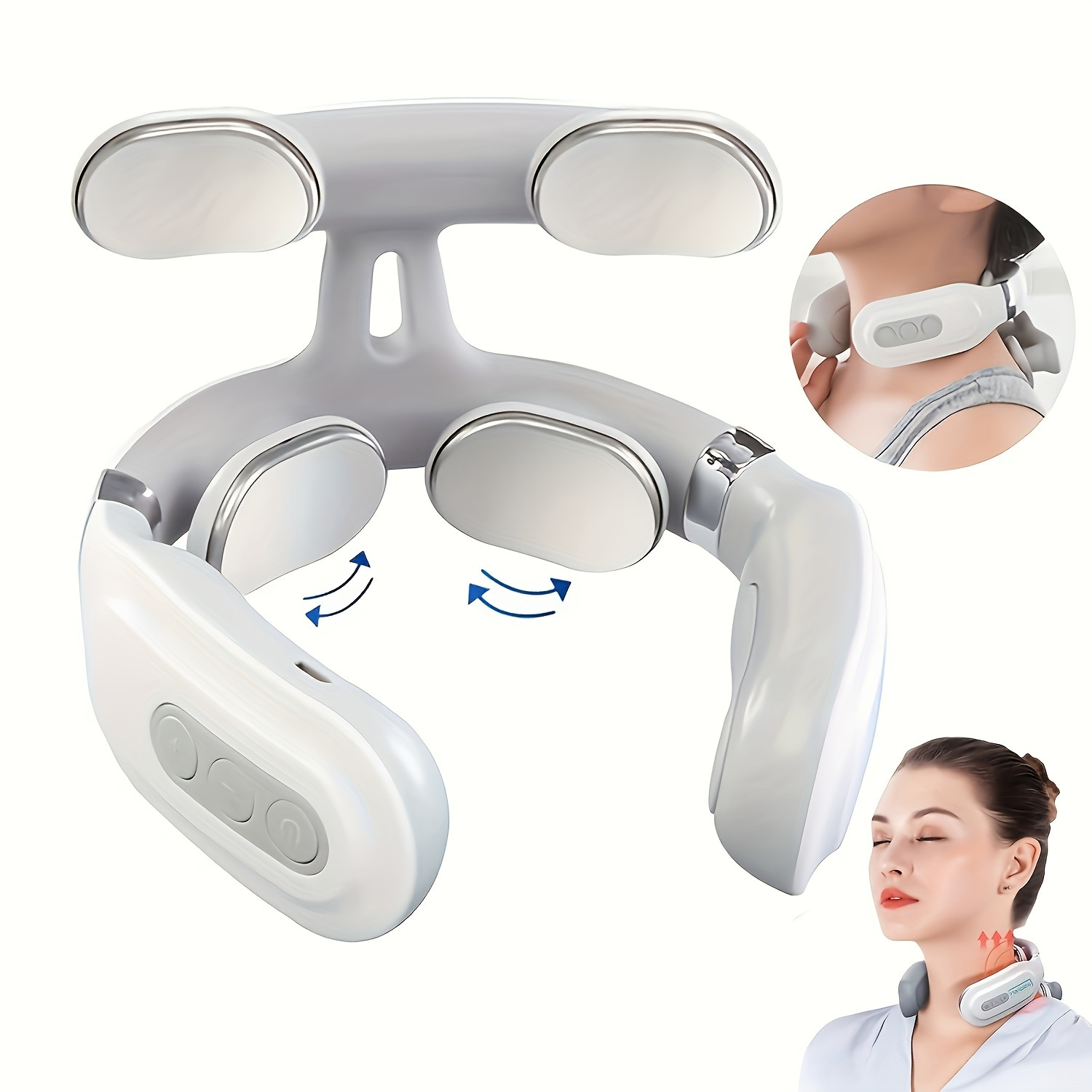 Baik22 Portable For Smart Neck & Shoulder Massager With Deep Tissue Kneading, Usb Rechargeable, Ideal Gift For Men & Women