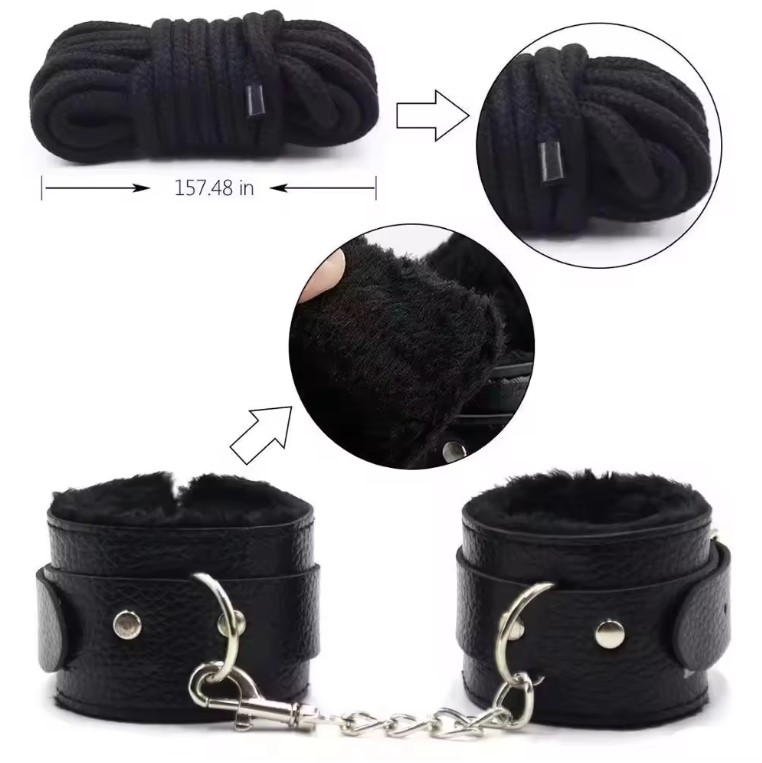 Hot Sex Toy Sexy Slave Leather Bed SM Fetish Bondage Kit 10pcs Fetish Handcuffs Bondage Restraints for Adult Bondage Set