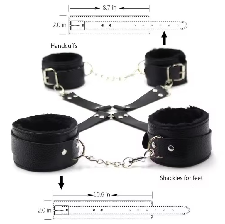 Hot Sex Toy Sexy Slave Leather Bed SM Fetish Bondage Kit 10pcs Fetish Handcuffs Bondage Restraints for Adult Bondage Set