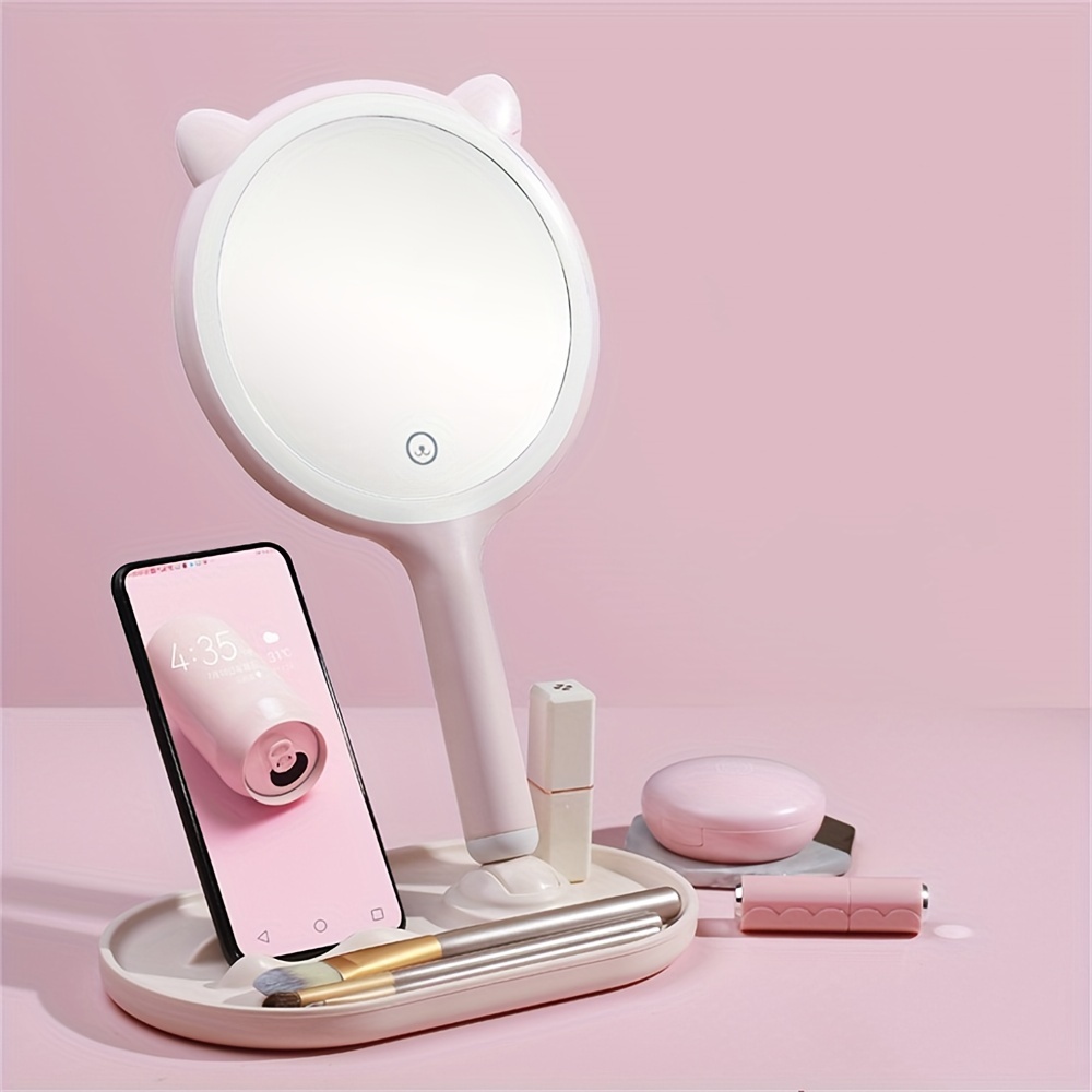 Baik32 LED Makeup Mirror With Light USB Rechargeable Makeup Mirror Portable Makeup Dormitory Mirror