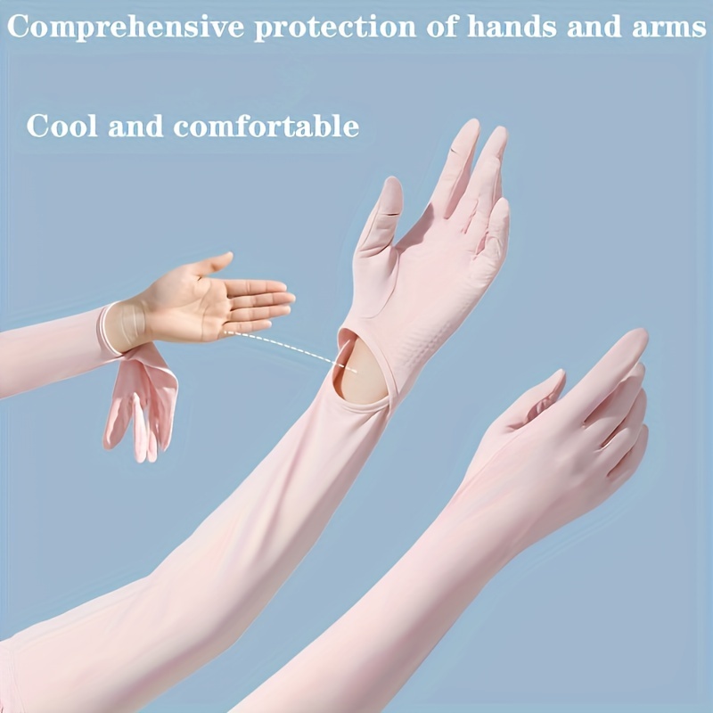 BaikE 1Pair Ice Silk Sunscreen Arm Sleeves Gloves for Women & Men, UV Protection Elastic Long Sleeves for Summer, Cycling, Fishing, Outdoor Sports, Arm Sun Protection Sleeves