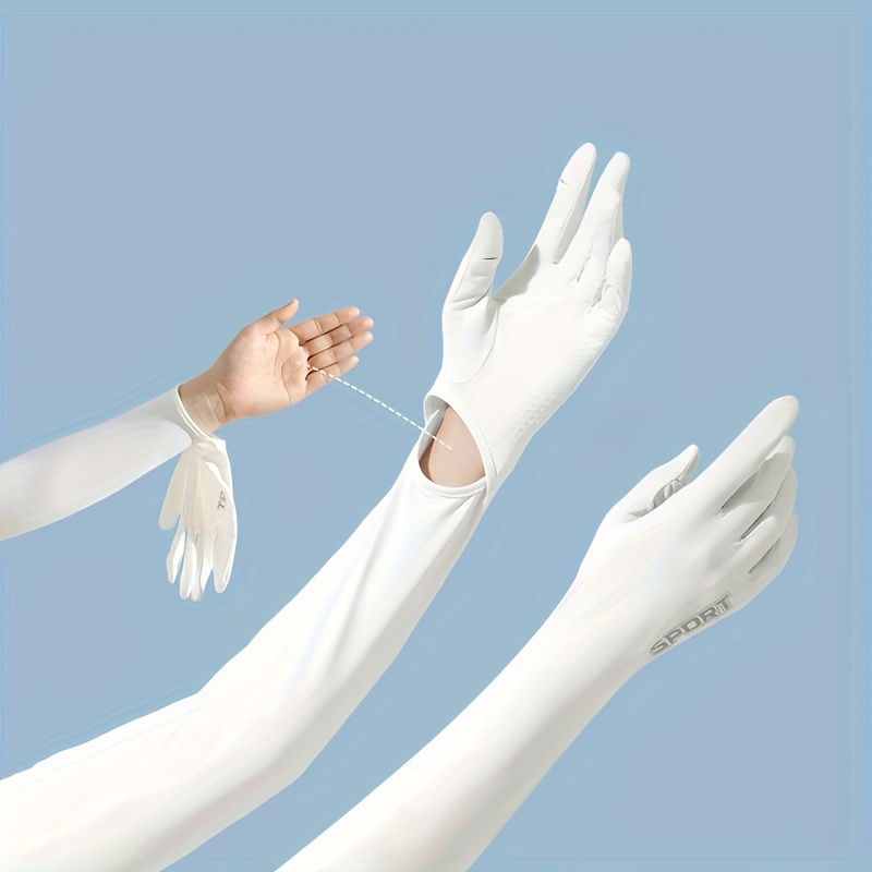 BaikE 1Pair Ice Silk Sunscreen Arm Sleeves Gloves for Women & Men, UV Protection Elastic Long Sleeves for Summer, Cycling, Fishing, Outdoor Sports, Arm Sun Protection Sleeves