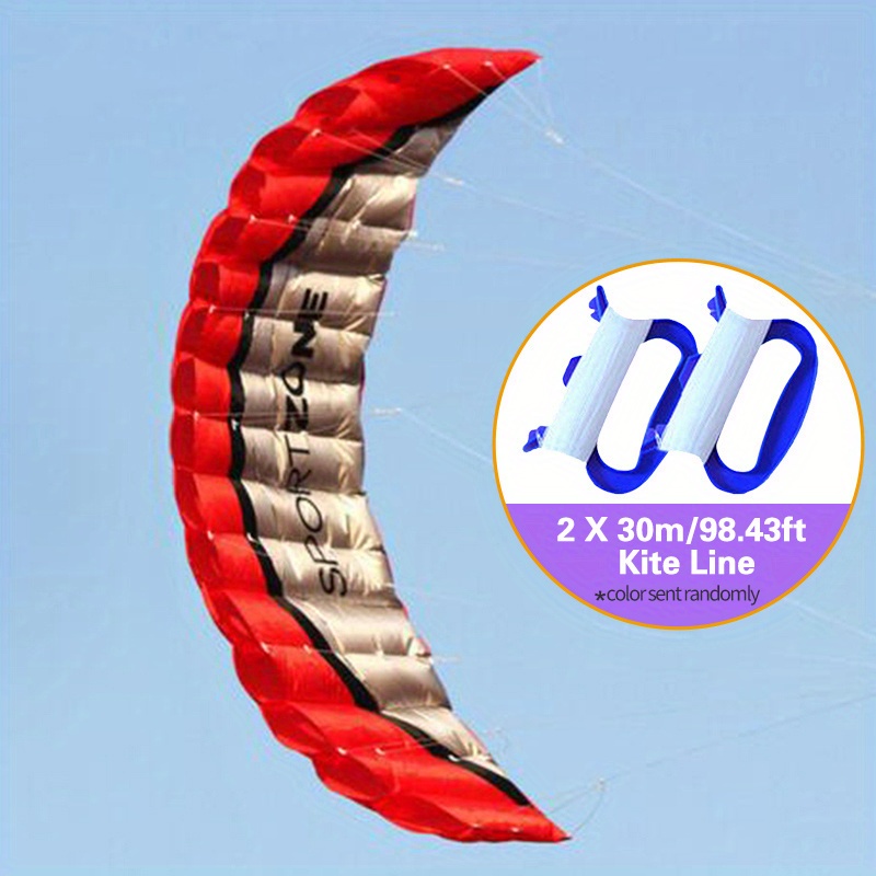 BaikD 2.5m/98.43inch Parafoil Kite With Line Handle, Parachute Stunt Kite With Flying Tools, Power Parafoil Kitesurfing Training Kites, For Sports, Beach, For Adults, Soft Kite