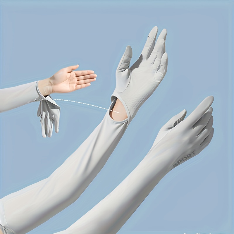 BaikE 1Pair Ice Silk Sunscreen Arm Sleeves Gloves for Women & Men, UV Protection Elastic Long Sleeves for Summer, Cycling, Fishing, Outdoor Sports, Arm Sun Protection Sleeves