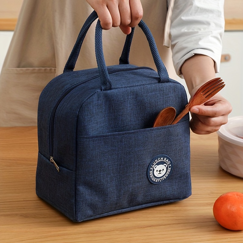 BaikK 1pc Insulated Lunch Bag With Bear Pattern - Waterproof And Portable For School And Office - Keep Your Food Fresh And Delicious