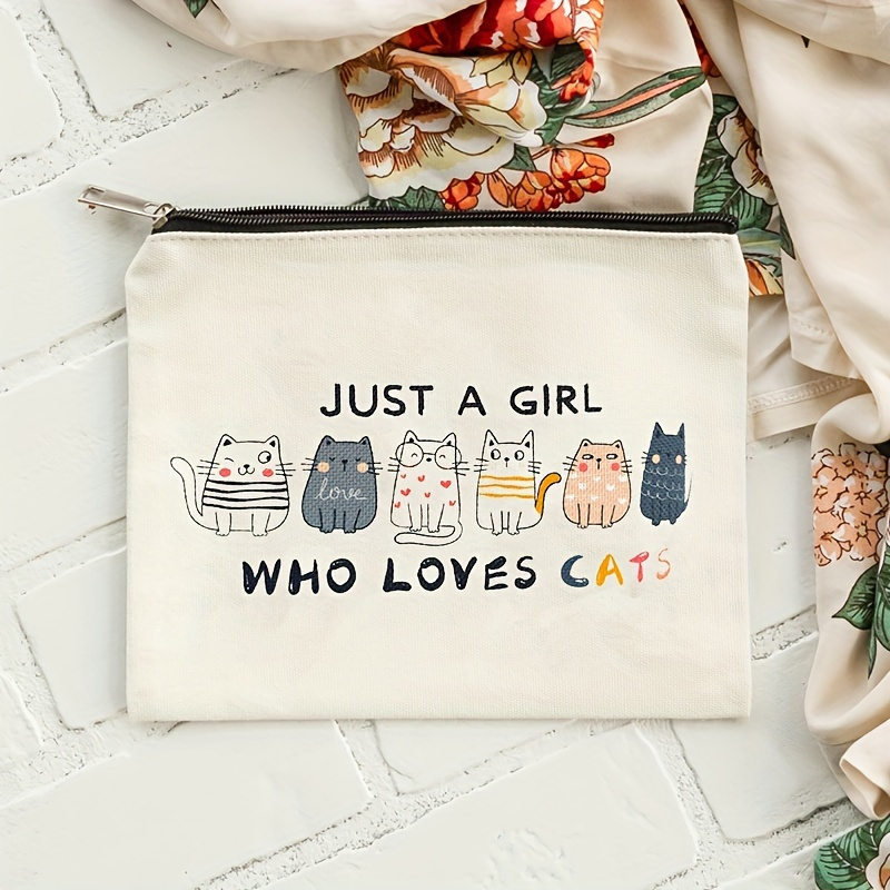 BaikD1 1pc Cat Makeup Bags For Women, Cute Cat Themed Gifts For Girls, Small Cat Lover Travel Cosmetic Bag, Zipper Pouch For Teens, Daughter, Sister, Birthday Christmas Decorations