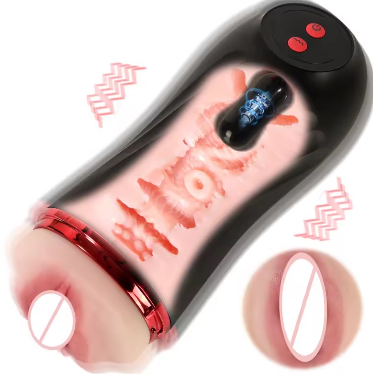 Realistic Textured Pocket Pussy Male Multi Frequency Vibrating Masturbation Cup Sex Toys For Men Juguetes Sexuales