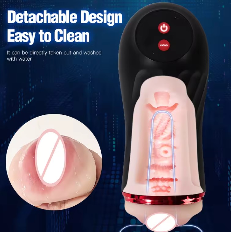 Realistic Textured Pocket Pussy Male Multi Frequency Vibrating Masturbation Cup Sex Toys For Men Juguetes Sexuales