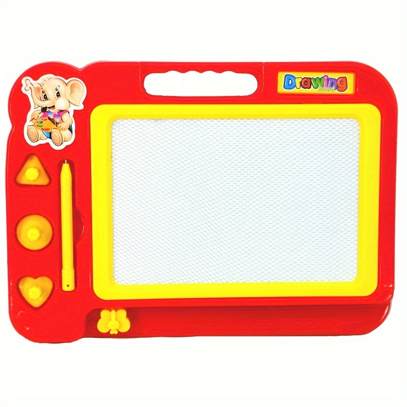 Baikj 1pc Drawing Board Magnetic Black And White Writing Board With 3 Kinds Of Graphic Magnetic Stamps Doodle Board