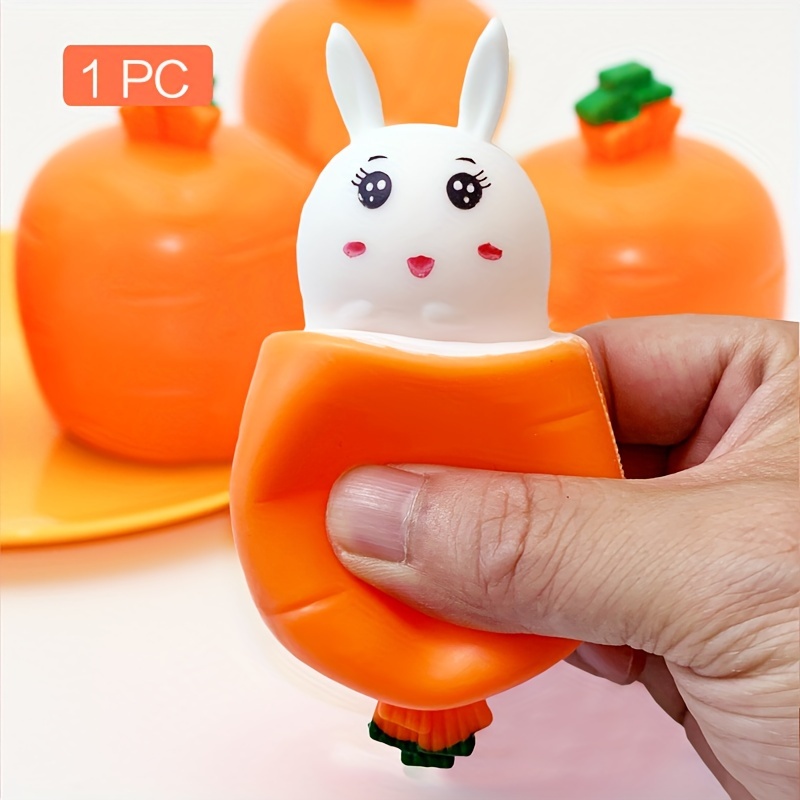 Baiki 1pc/2pcs Funny Squeeze Rabbit Toys, Cute Cartoon Creative Stress Reduction Toy, Carrot Rabbit Cup Pinch Toy, Tricky Funny Small Toys, Holiday Party Event Supplies, Easter Halloween Thanksgiving Gifts