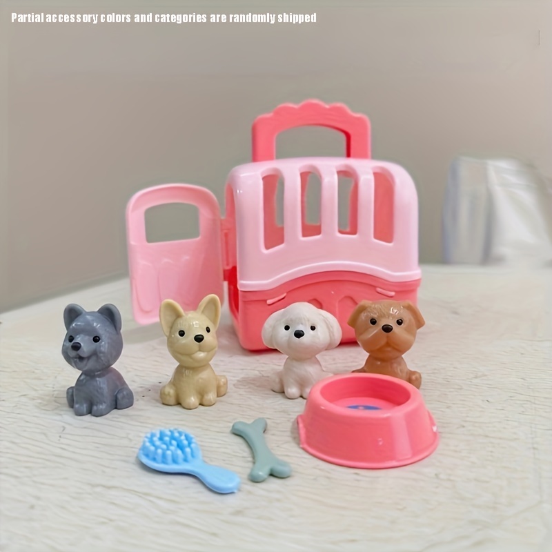 Baikk 8pcs/set Dog Pet Baskets, Family Toys, Dog Doll Set Dog Cage Toys, Scene Playing Toys