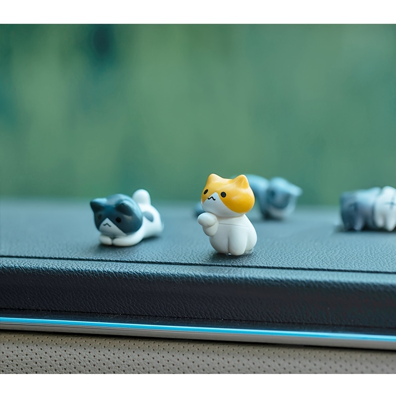 6pcs Adorable Cartoon Cat Figurines - Vibrant Screen Edge & Car Decor - Versatile Display Accents for Plant Arrangement and Office Embellishment