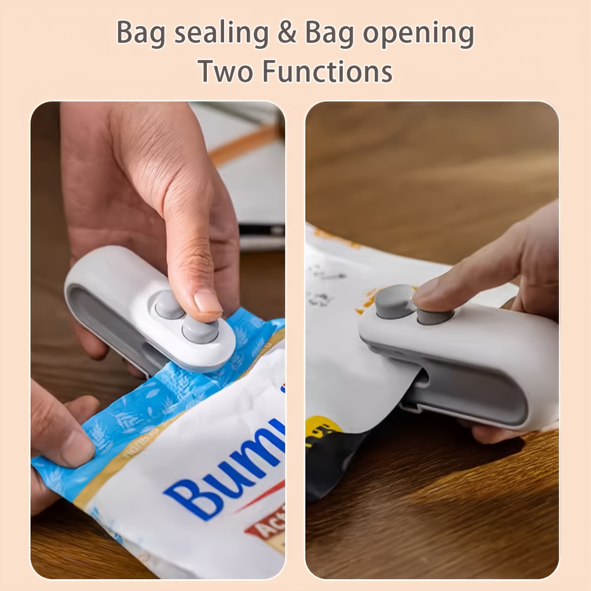 Mini SnacksBag Sealer, Rechargeable 2 in 1 Bag Heat Sealer with Cutter for Chip, Plastic Bag Re-sealer Keep Food Fresh, Small Sealing Machine with a Cutter Blade, Heat Vacuum Sealer, USB Rechargeable Sealer, Food Storage Sealer