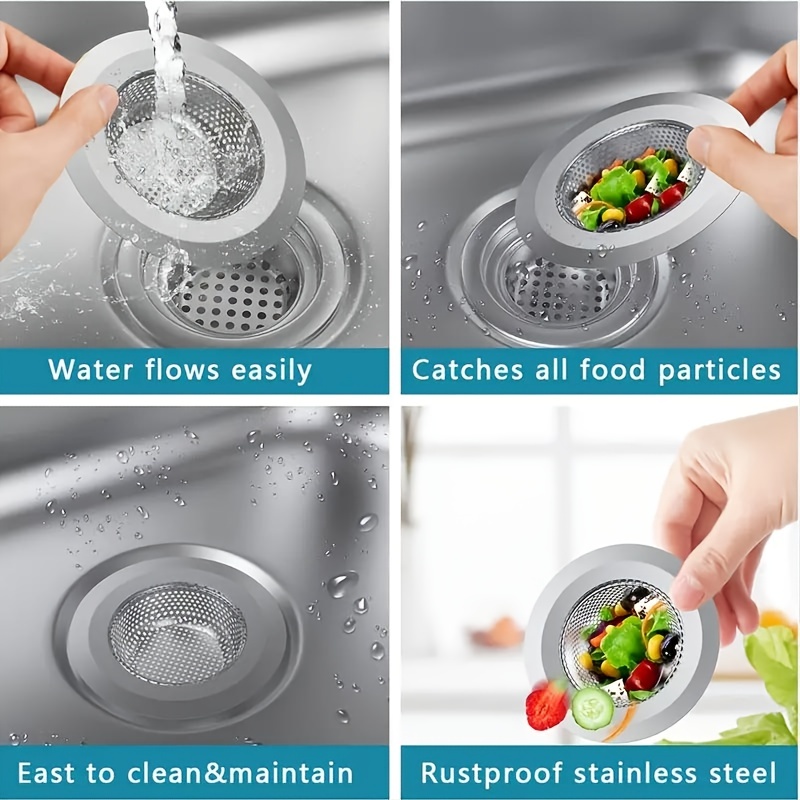 2pcs Kitchen Sink Strainer, Stainless Steel Sink Drain Strainer, Large Wide Rim 4.5