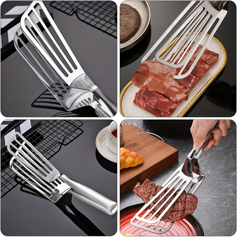 1pc, Multifunctional Stainless Steel Serving Tongs for Buffet, Fish Frying, Bread, Steak, Salad, and Desse