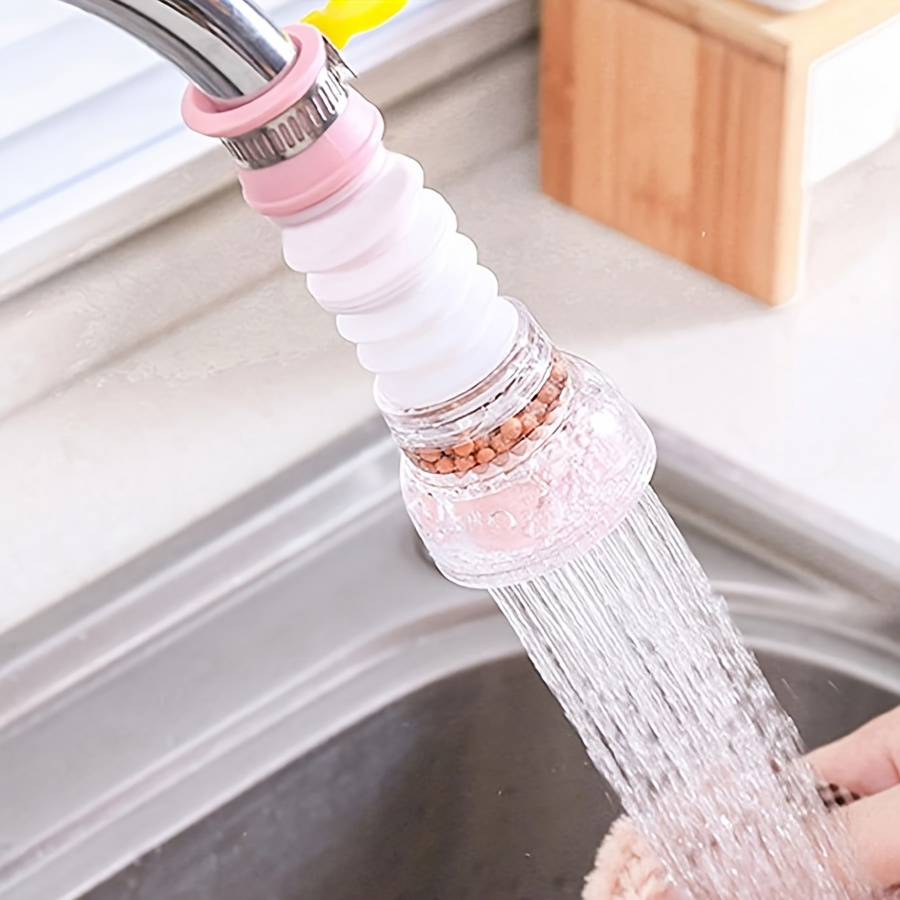 1pc Rotatable & Adjustable Faucet Sprayer with Retractable Filter - Anti-Splash Water Saving Kitchen Tap Extension, Easy Install Plastic Material