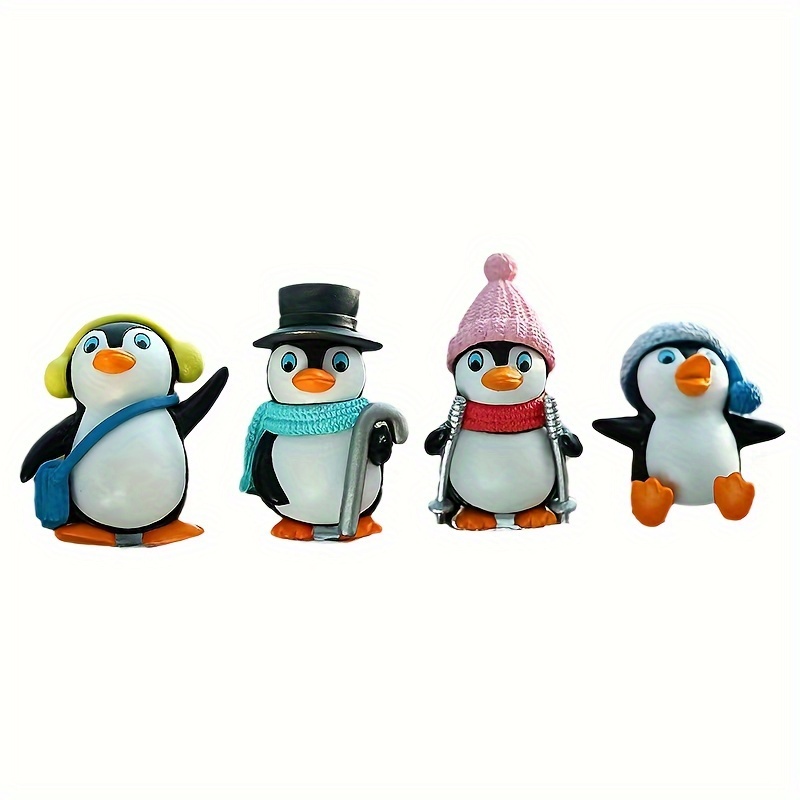 4pcs Penguin Design Car Ornaments, Cartoon Penguin Cute Creative Car Interior Ornaments, Car Dashboard Decoration