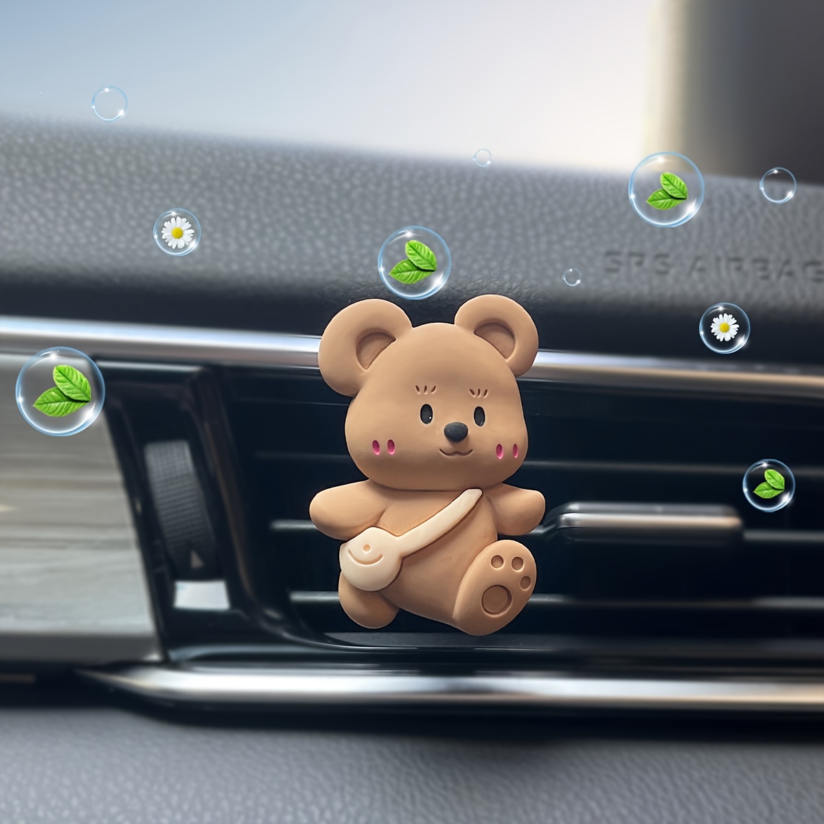 1pc Adorable Bear-Shaped Solid Perfume Car Air Freshener - Long-Lasting Balm Scent for Automotive Aromatherapy, Compact Design, Perfect for Eid Al-Adha Gift - Mubarak!