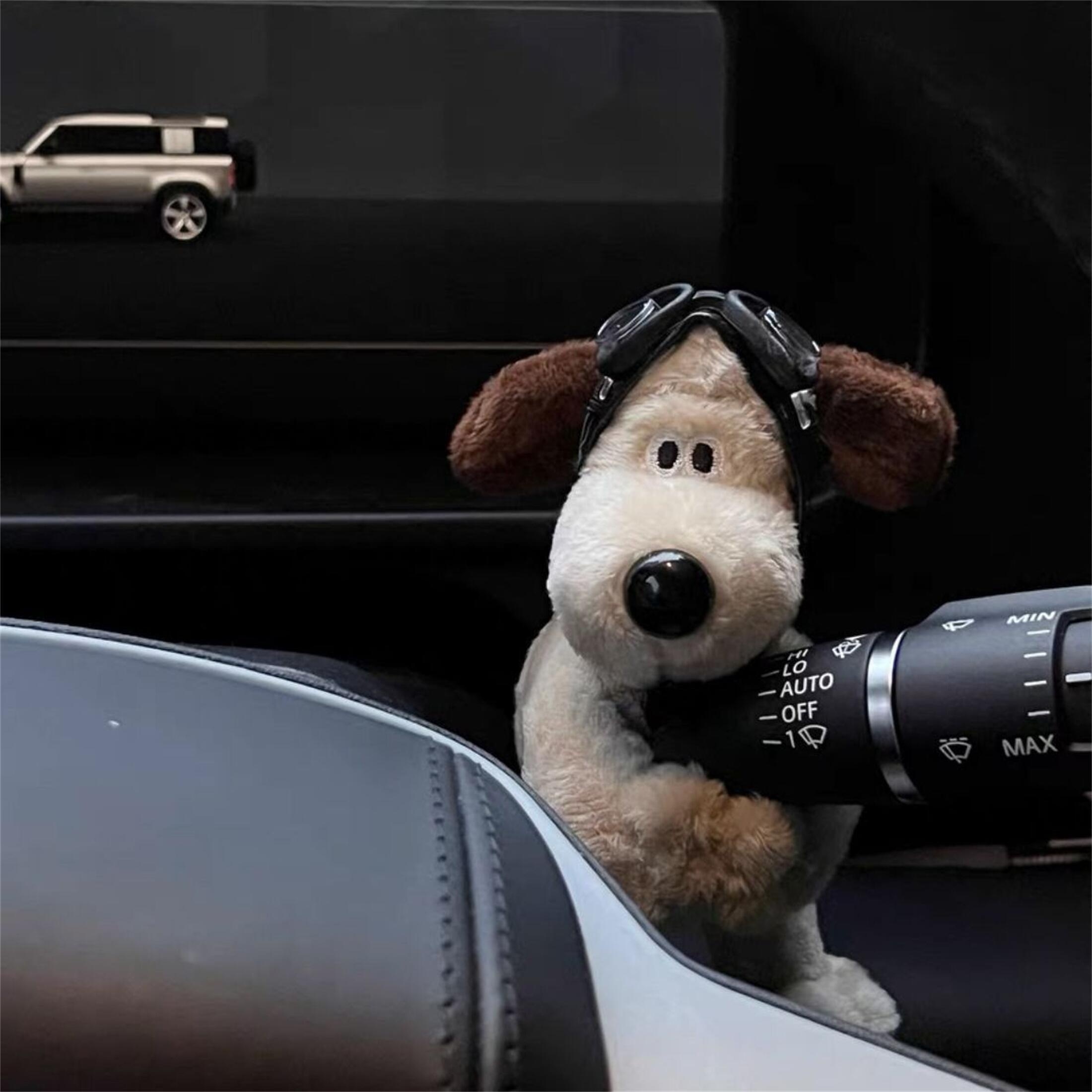 Pilot Dog Car Pendant Hanging Ornament, Cute Polyester Fiber Aviator Dog with Goggles, Auto Rearview Mirror Decoration, Car Windshield Wiper and Turn Signal Accessory, 1 Piece