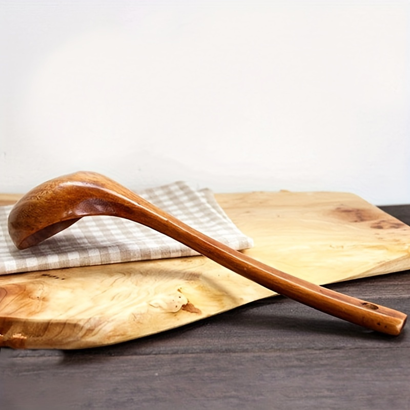 Premium Wooden Long-Handled Spoon Set - Nonstick, Perfect For Soup & Porridge - Ideal For Home And Restaurant Use