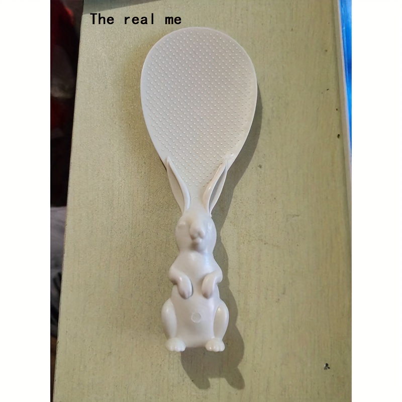 1pcs Cute Bunny Design Rice Paddle, Non-Stick Standing Rice Spoon, Durable Plastic Rice & Potato Server Kitchen Utensil