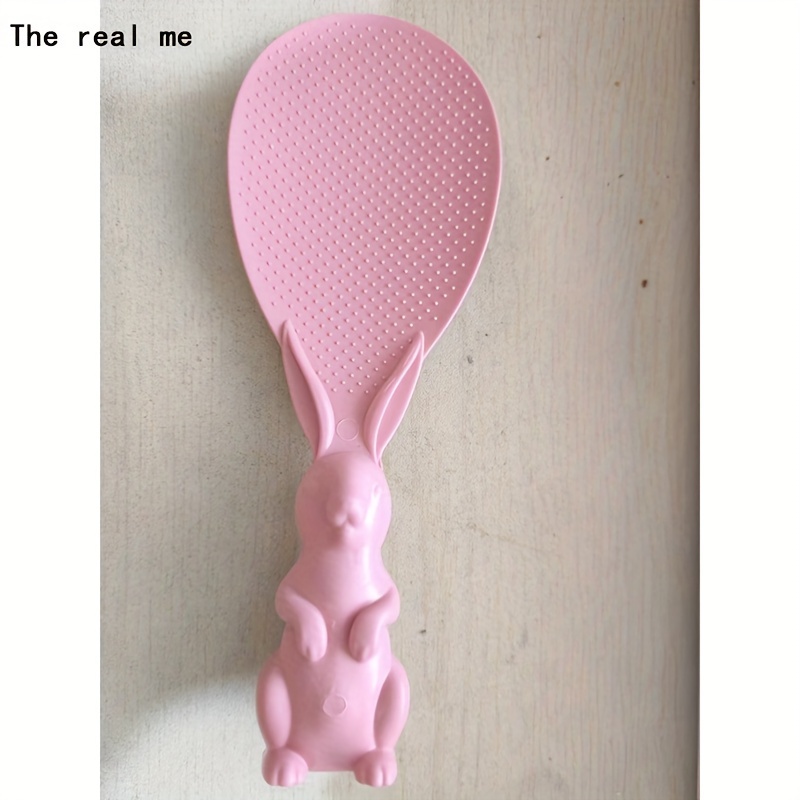 1pcs Cute Bunny Design Rice Paddle, Non-Stick Standing Rice Spoon, Durable Plastic Rice & Potato Server Kitchen Utensil