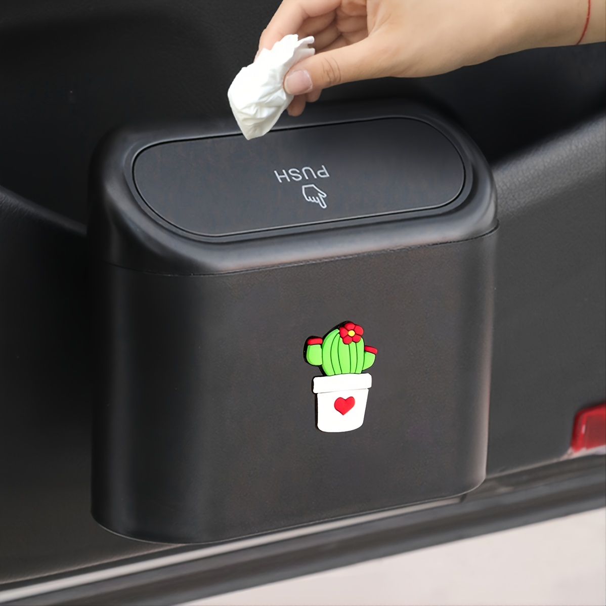 Adorable Cartoon Character Flip-Top Car Trash Can - Spacious, Easy-to-Clean Design Keeps Your Vehicle Interior Clutter-Free and Organized, Perfect for Road Trips and Daily Commutes!