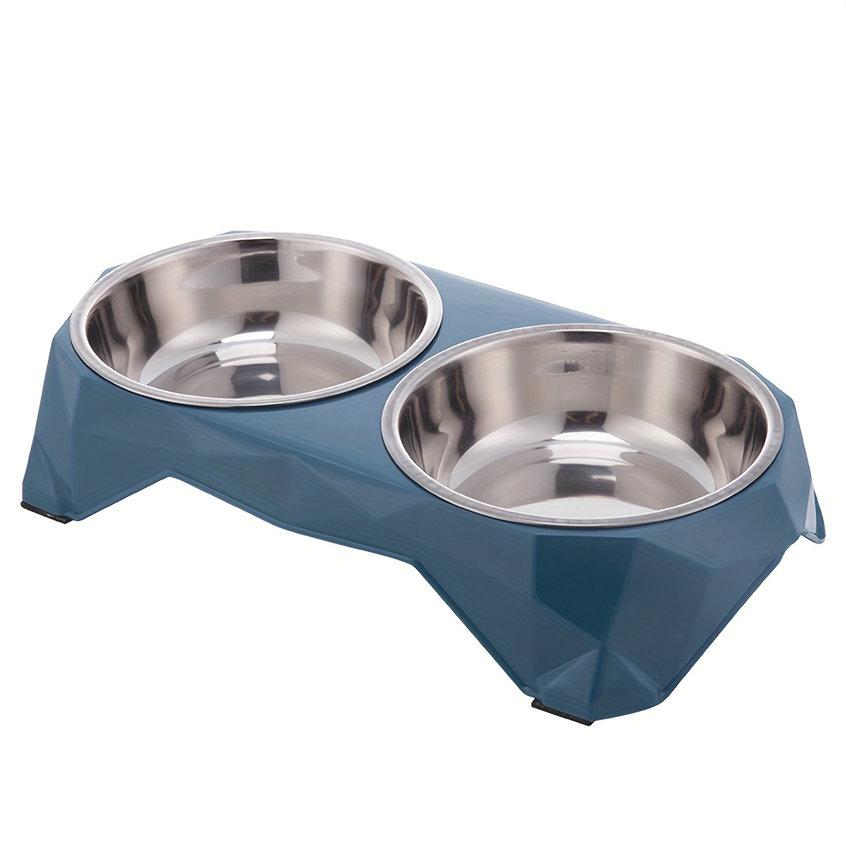 Double Stainless Steel Pet Bowls Set for Dogs, Diamond Design, Raised Stand, Large Capacity Feeding Dish