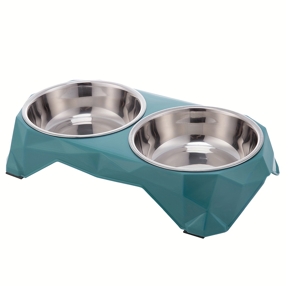 Double Stainless Steel Pet Bowls Set for Dogs, Diamond Design, Raised Stand, Large Capacity Feeding Dish