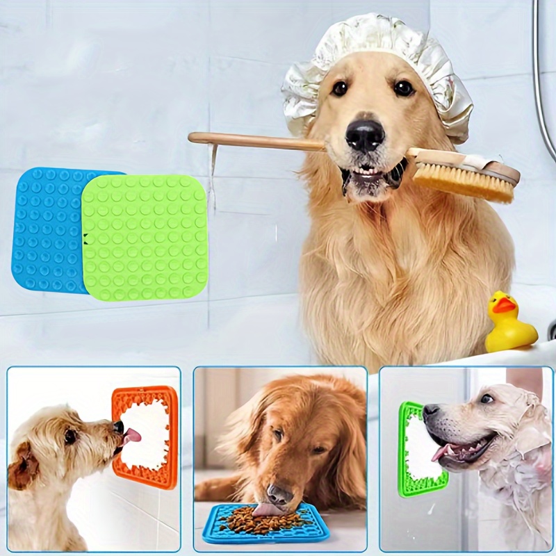 Silicone Pet Lick Mat With Suction Cups For Dogs & Cats - Anxiety Relief, Peanut Butter Dispenser For Grooming & Bath Time, Slow Feeder