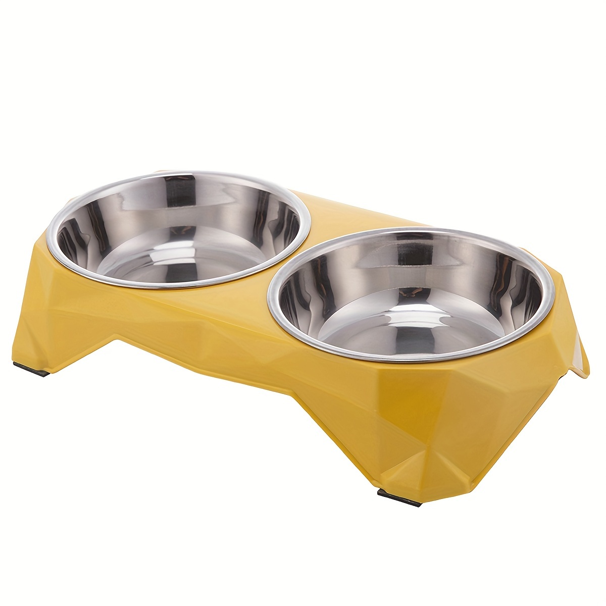 Double Stainless Steel Pet Bowls Set for Dogs, Diamond Design, Raised Stand, Large Capacity Feeding Dish