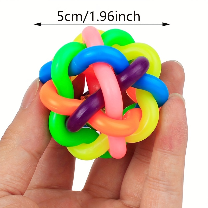 1pc Non-Toxic Rainbow Rubber Ball With Bell For Dogs - Bite Resistant, Teething, Cleaning, Training, And Play Toy