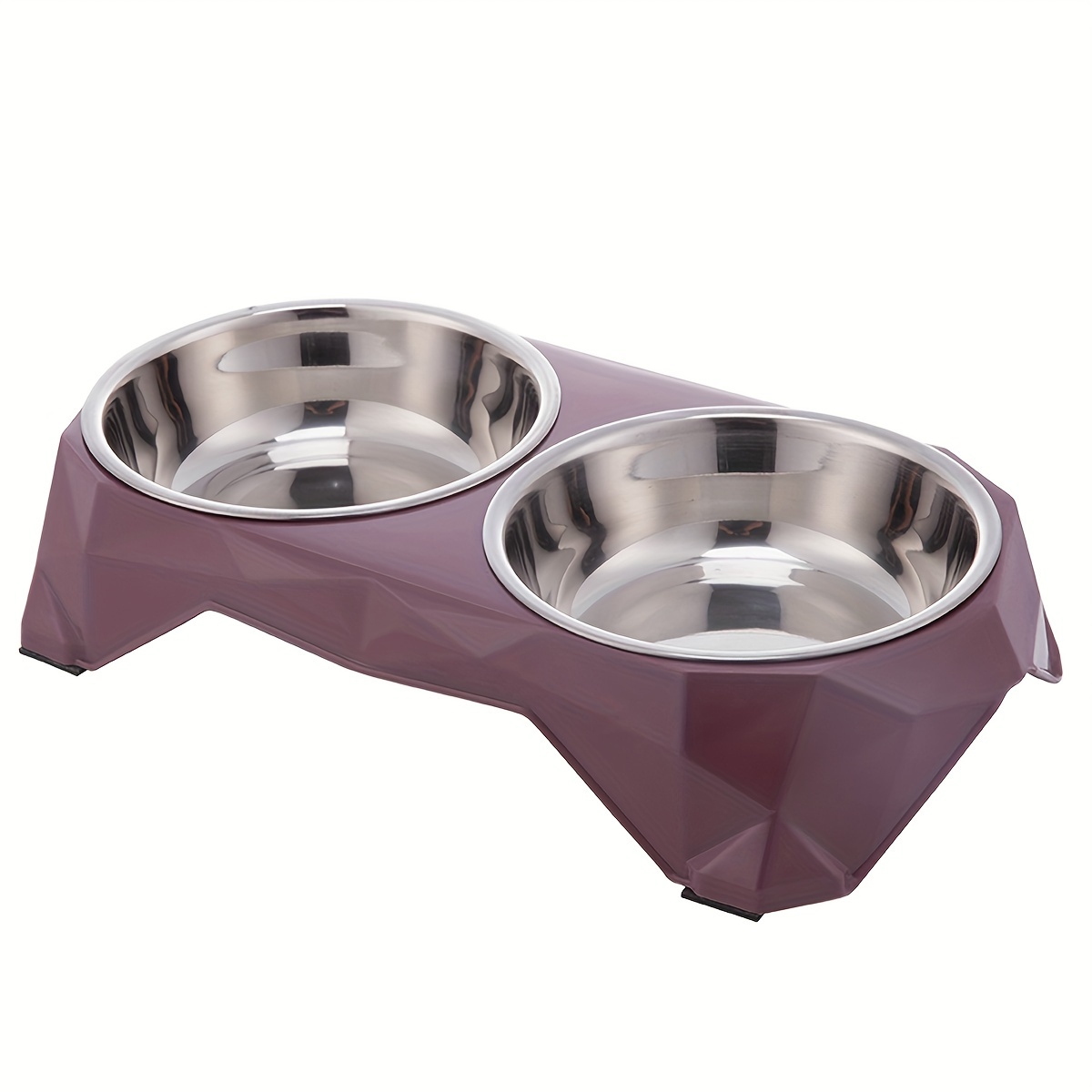 Double Stainless Steel Pet Bowls Set for Dogs, Diamond Design, Raised Stand, Large Capacity Feeding Dish