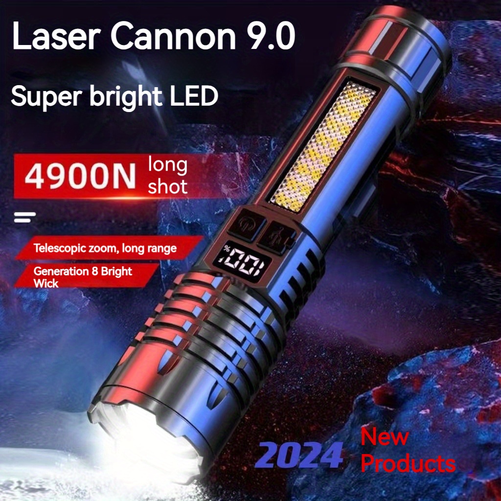 Super Bright XHP70 Powerful Led Flashlight Power Bank Torch Light USB Rechargeable Camping Flashlight With COB Lamp