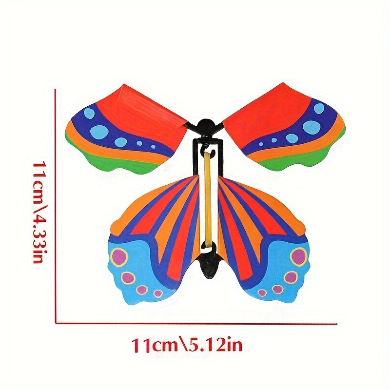 5/10 Pack Magic Clockwork Flying Butterfly Rubber Band Powered Magic Fairy Flying Toy Bookmark Greeting Card Surprise Gift Party Favor (Random Colors)