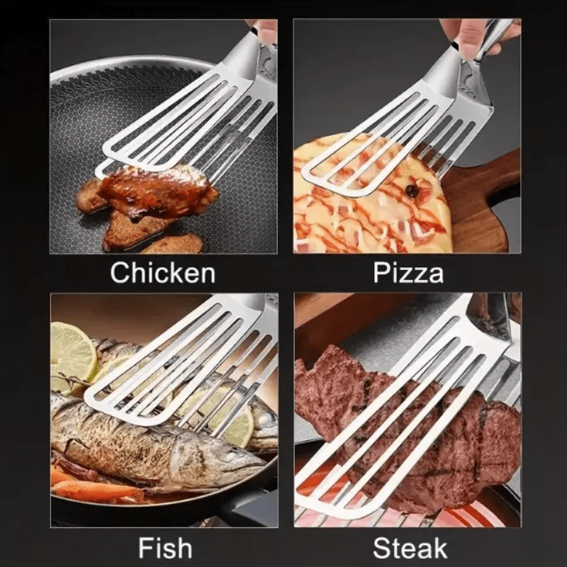 1pc, Multifunctional Stainless Steel Serving Tongs for Buffet, Fish Frying, Bread, Steak, Salad, and Desse