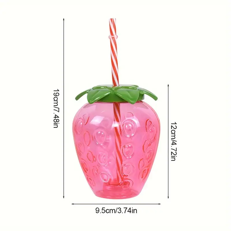 6pcs 500ml Fun and Unique Pineapple and Strawberry-Shaped Drinking Cup with Straw - Perfect for Summer Parties and Outdoor Activities