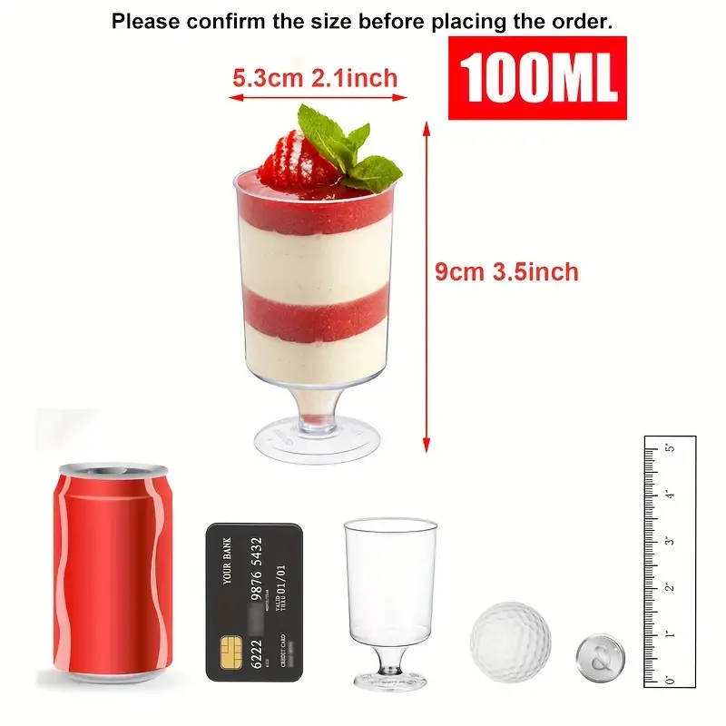 20pcs, Clear Dessert Cups, Plastic Cups For Dessert, Mousse Pudding Cups For Party & Catering, Baking Shop Supplies