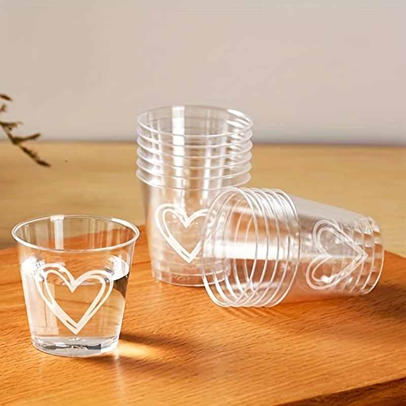 50pcs/100pcs, Plastic Disposable Hearts Wedding Cups Coffee Cups Paper Cups Small White Tasting Cups Drinking Cups Party Cups Plastic Shot Glasses