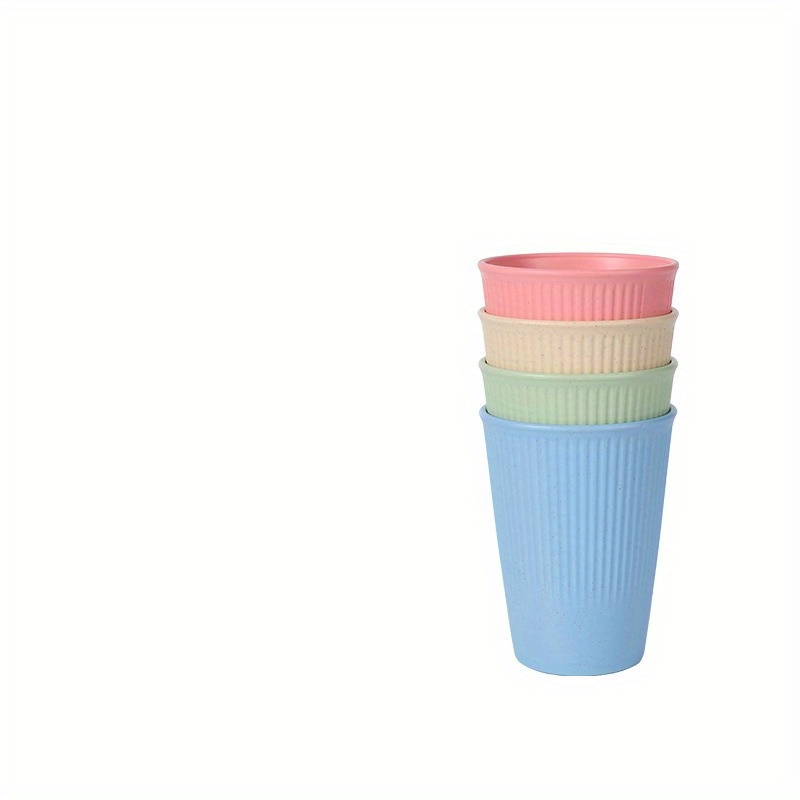 Set of 4 Reusable PP Plastic Drinking Cups - Durable Picnic Camping Cup Set for Outdoor Travel - Suitable for Coffee, Tea, Beer, Milk, Juice - Dishwasher & Microwave Safe