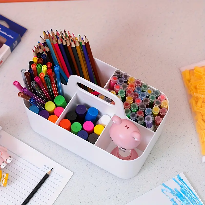 1 Large-capacity Desktop Storage Box, Five-compartment Desk Storage Box, Student Stationery Storage Box