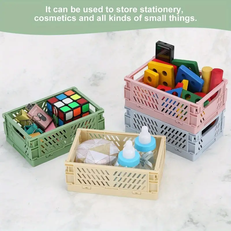 4-pack Durable Mini Plastic Baskets for Organizing - Ideal for Home, Kitchen, Classroom, and Office - Convenient Bathroom Storage -