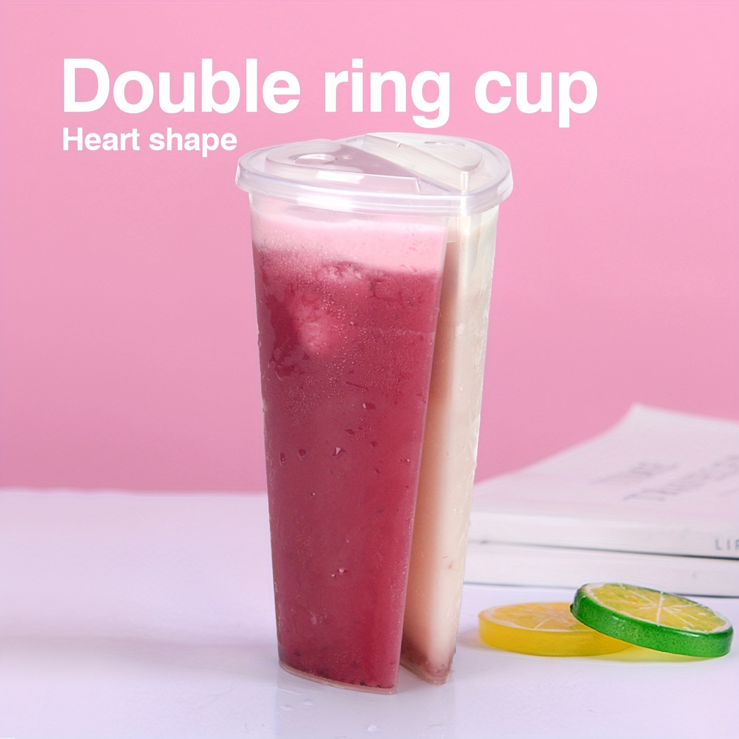 10pcs Heart-Shaped Disposable Cups with Lids - Perfect for Milk Tea, Juice, and More - 20.29oz Capacity