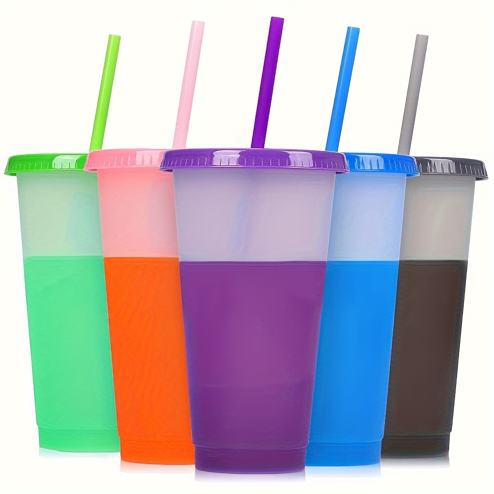 10pcs Vibrant Color-Changing Tumblers - Insulated, Reusable, 24oz PP Plastic Cups with Lids and Straws - Perfect for Travel, Halloween Party, Outdoor Events, and Everyday Use - Assorted Colors