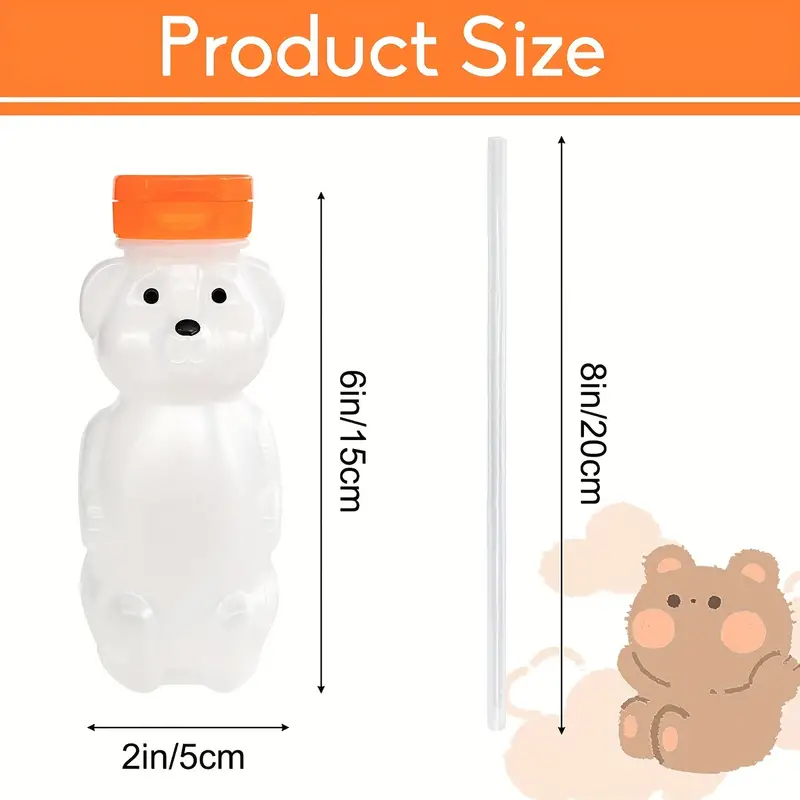 3pcs Honey Bear Sippy Cup with 6 Soft Silicone Straws - Reusable and Durable for Daily Use!