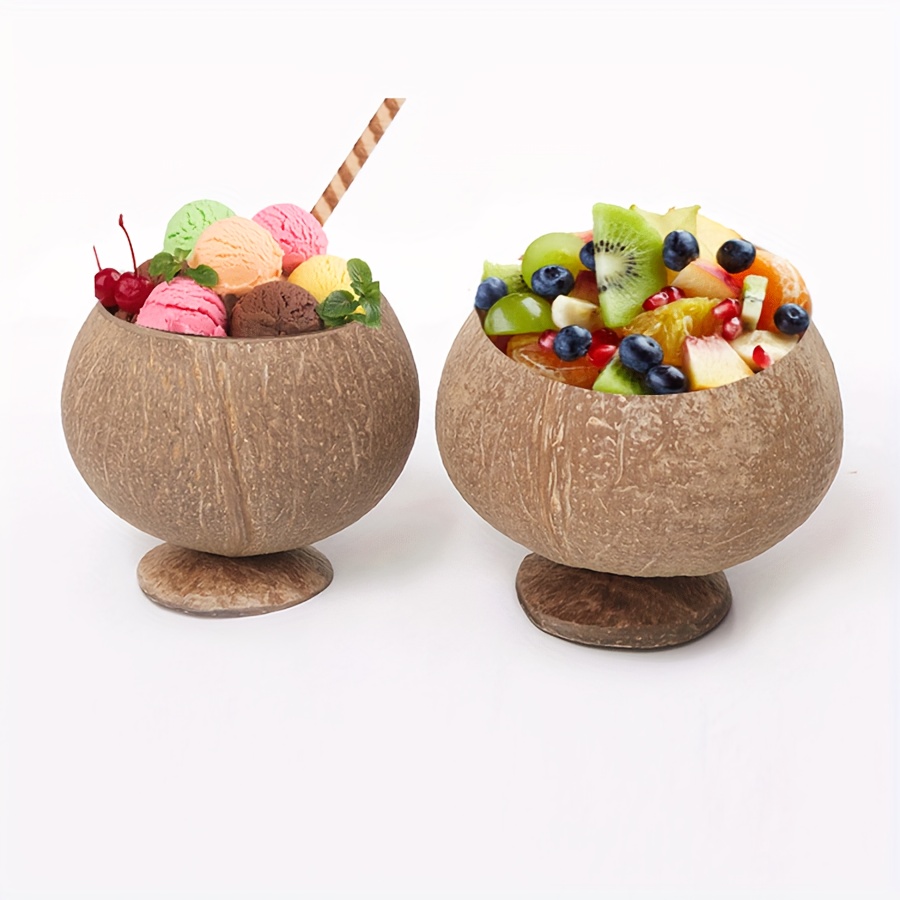 2pcs, Authentic Natural Texture Coconut Shell Cups - Durable, Reusable, and Unique Coconut Shape for Summer Gatherings, Hawaii Birthday Parties, Beach and Pool Parties, Perfect for Party Decor and Holiday Supplies