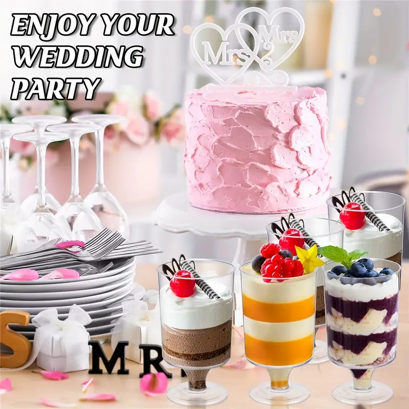 20pcs, Clear Dessert Cups, Plastic Cups For Dessert, Mousse Pudding Cups For Party & Catering, Baking Shop Supplies