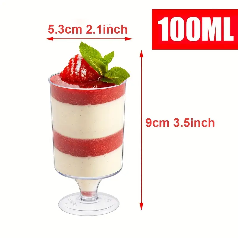 20pcs, Clear Dessert Cups, Plastic Cups For Dessert, Mousse Pudding Cups For Party & Catering, Baking Shop Supplies