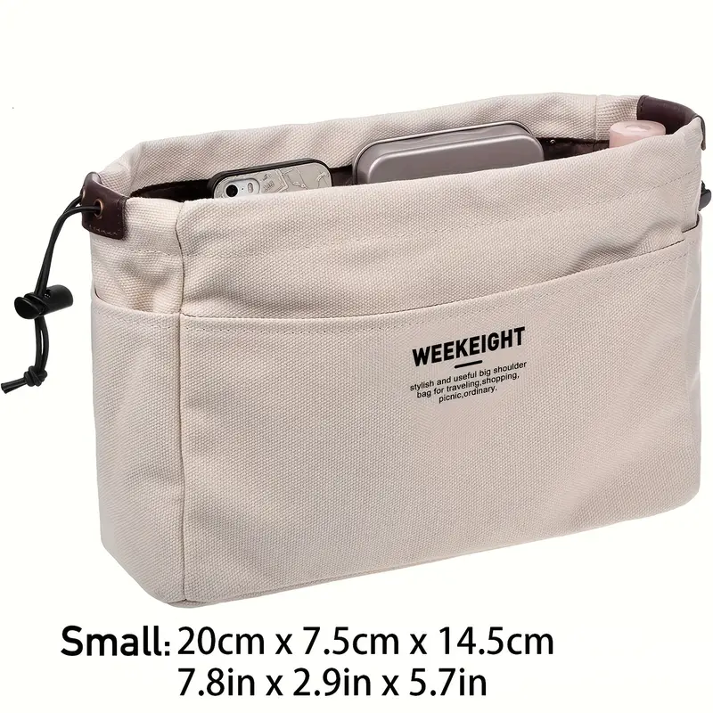 Versatile Drawstring Insert Pouch for Tote Shoulder Bag - Minimalist Storage Organizer with Multiple Compartments and Easy Access